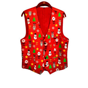 Christmas Holiday Vest snowmen Christmas trees adult medium